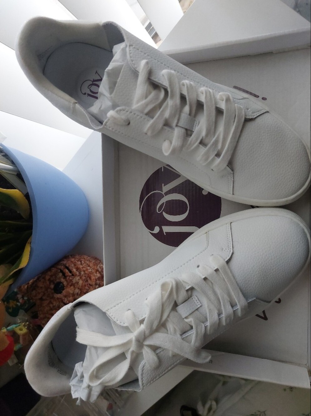 Boss White Leather Low-Top Sneakers
